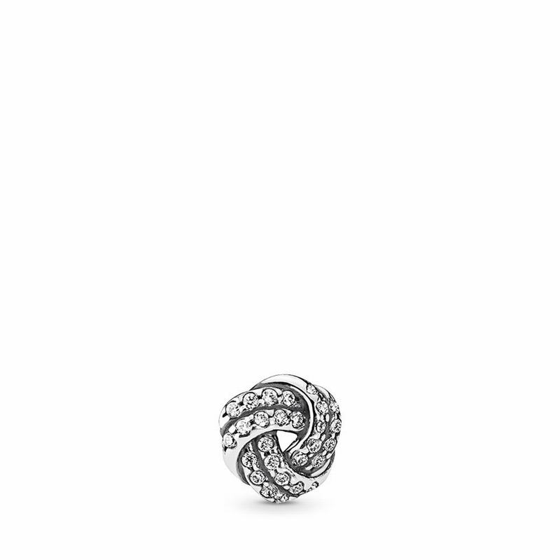 Pandora Sparkling Love Knot Petite Locket Charm - Sterling Silver/Cubic Zirconia - Canada | VR2445AT